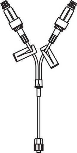 [474517] Standard Bore Y-Extension Set, Two Removable ULTRASITE Valves, Removable Slide Clamps, Luer Lock Connector, DEHP & Latex Free (LF), 1mL Priming Volume, 7"L, 50/cs (Rx)