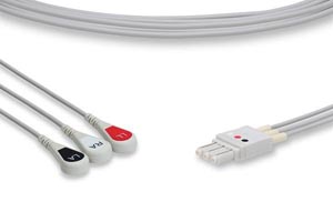 [LP3-90S0] ECG Leadwire, 3 Leads Snap, Philips Compatible w/ OEM: M1673A, 989803145111, 989803133831, LDW-03AK-29AS-0000, LDW-03AK-51AS-0000, LW-2090S29/3A, M1673A, 989803145111