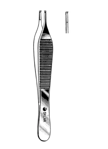 [50-3049] Sklar Adson Tissue Forceps, 4 3/4", Straight, 1x2 Teeth, w/Smooth Tying Platform