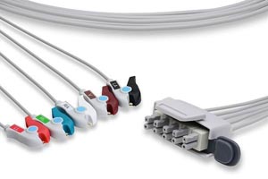 [LAT5-90P0] ECG Telemetry Leadwire, 5 Leads Pinch/Grabber, Philips Compatible w/ OEM: M2593A, 989803106341, M2593A, LW-3300029/5AT, 989803106341, LW-3300029/5AT, KEB019, KEB019