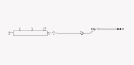 [20519E] BD, Extension Set, Pinch Clamp, 3 Port Manifold, 1 Needle-Free Valve, 2-Piece Male Luer Lock
