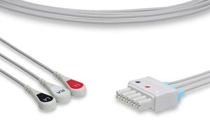[LR3-90S0] ECG Leadwire, 3 Leads Snap, Mindray > Datascope Compatible w/ OEM: 0012-00-1261-07, 0012-00-1261-08, 0012-00-1261-09, 0010-30-42734, LW-2700024/3DS, LW-2700051/3DS