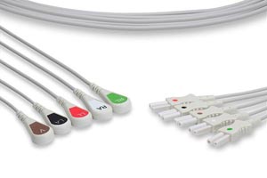 [LLB5-90S0] ECG Leadwire, 5 Leads Snap, Spacelabs Compatible w/ OEM: 700-0007-08, 700-0007-10, 55, LDW-05AC-24AT-0100, LDW-05AC-40AT-0100, LW-2500040/5A, LKM035, LW-2500024/5A