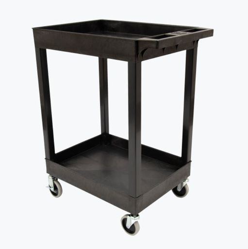 [SEC11-B] Luxor TUFFY 34" 2-Shelf Multi Purpose Utility Cart, 24" W x 18" D, Black, Tub Shelves