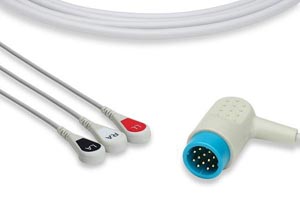 [C2327S0] Direct-Connect ECG Cable, 3 Leads Snap, Medtronic > Physio Control Compatible w/ OEM: 11110-000029, 3006218-02, CB-72307R, 42305, KCB036, KCA035, 3006218-06