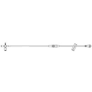 [456030] Extension Set, 4-Way, 2 Female Luer Lock Ports, Extension Tubing, SPIN-LOCK® Adapter, Port Covers, 5.5 mL Priming Volume, 33"L, Latex Free (LF), 50/cs (Rx)