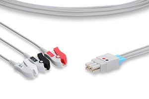[LX3-90P0] ECG Leadwire, 3 Leads Pinch/Grabber, Datex Ohmeda Compatible w/ OEM: 545317-HEL, 8001958, LW-3600029/3A, LKM014, 545317-HEL, 8001958, LW-3600029/3A, LKM014