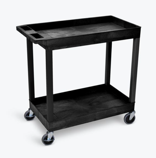 [EC11-B] Luxor TUFFY XL 2-Shelf Multi Purpose Utility Cart, 32" x 18", Black, Tub Shelves