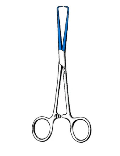 [91-5452] Sklar Blue Electrosurgical Schroeder Tenaculum Forceps, 10", Round-Pointed Tips 