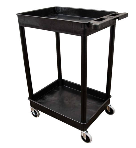 [STC11-B] Luxor ENDURA 32" 2-Shelf Utility Cart, 24" W x 18" D, Black, Tub Shelves