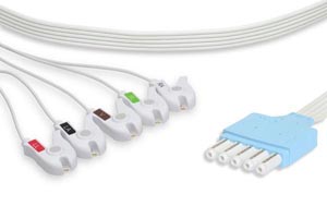 [LPA5-90DP0] Disposable ECG Leadwire, 5 Leads Pinch/Grabber, 10/bx, Philips Compatible w/ OEM: DLP-05BK-40AS-0100, 989803173131, DLP-05BK-40AS-0100, 989803173131
