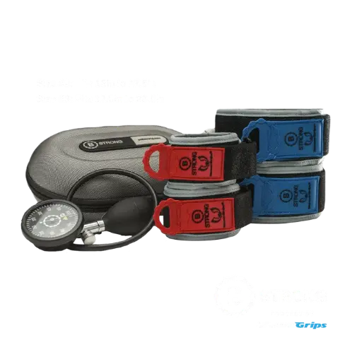 [PKG-00100-04] Individual Package Includes: 4 BFR Bands Total (1) Pair Each of Sizes 2 & 3, (1) Hand Pump, (1) Carrying Bag, (1) License to BStrong's Guidance App
