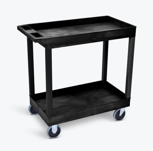 [EC11HD-B] Luxor TUFFY XL 2-Shelf Multi Purpose Utility Cart, 32" x 18", Black, Tub Shelves w/Heavy Duty Casters