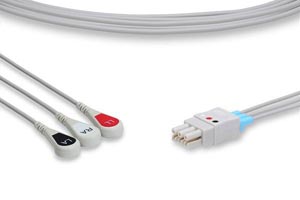 [LX3-90S0] ECG Leadwire, 3 Leads Snap, Datex Ohmeda Compatible w/ OEM: LKM017, 545327-HEL, 107328, LW-2600029/3A, LKM017, 545327-HEL, 107328, LW-2600029/3A