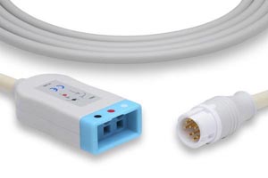[TA-23850]  ECG Trunk Cable, 3 Leads, Philips Compatible w/ OEM: 43385, M1500A, 989803103811, M1540C, 453561233921, CBT-03JB-10CS-0121, 0012-00-0846, 43385