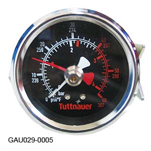 [02300011] Tuttnauer Pressure Gauge, 0 ~ 60 PSI w/Maximum Point