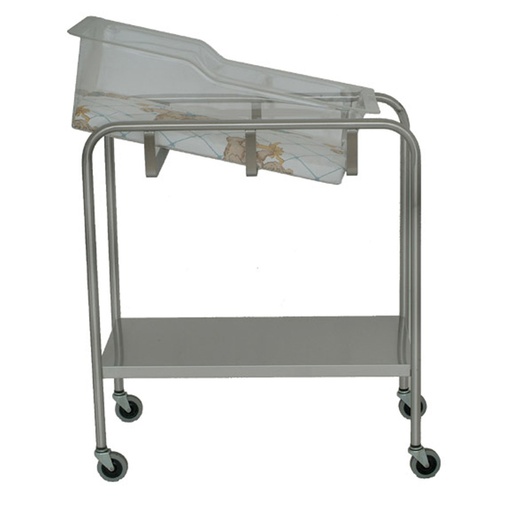 [SS8538] Bassinet with Basket and Mattress, Stainless Steel, One Shelf, 32"W x 35.25"H x 17"D