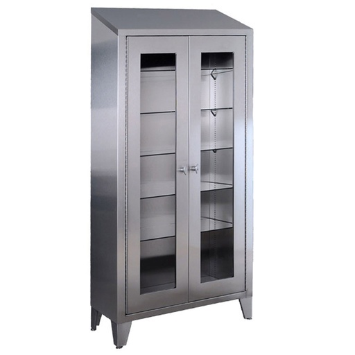 [SS7834] Instrument Cabinet, Stainless Steel, Five Adjustable Stainless Steel Shelves, Two Glass Sliding Door, 36"W x 78W x 16"D