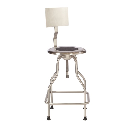 [SS6700] Revolving Stool, Stainless Steel with Back & Ring Foot Rest, Seat Height 25" - 31"