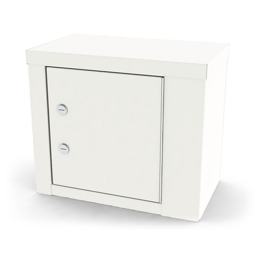 [7787] Narcotic Shelf, 7787, Steel with One Adjustable Steel Shelf, Single Door, Double Lock,(keyed differently) 14.125”W x 12” H x 8.125”D, Wall Mountable or Inside Cabinet Mountable, Quiet White