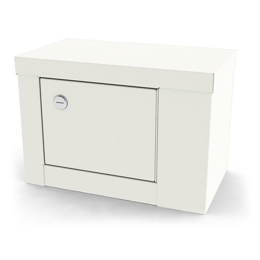 [7784] Narcotic Shelf, 7784, Steel with One Shelf, Single Door, Single Lock, 12”W x 7.75”H x 7”D, Wall Mountable or Inside Cabinet Mountable, Quiet White