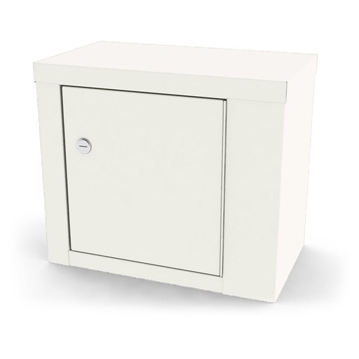 [7782] Narcotic Shelf, 7782, Steel with One Shelf, Single Door, Single Lock, 14.125”W x 12” H x 8.125”D. Wall Mountable or Inside Cabinet Mountable, Quiet White