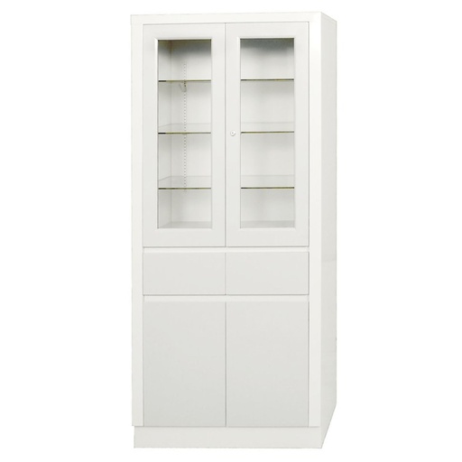 [7142] Storage/Supply Cabinet, 7142 with Upper Section, Two doors, Two drawers, 31.5"W x 67"H x 15.5"D, Quiet White