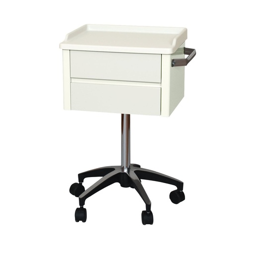 [6620] Special Procedure Cart, 6620 with Two Heavy Duty Steel, Easy to Clean Drawers, Stainless Steel Push Handle, Kydex Work Surface with No-Spill Edge, Five Leg Base with 2" Twin Wheel Carpet Casters for Maximum Stability, Quiet White