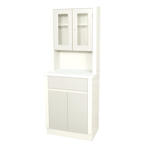 [6130] Treatment Cabinet, 6130 with Upper Cabinet Section, Two Doors, One Drawer, One Shelf, 25.25"W x 65"H x 16.25"D, Quiet White