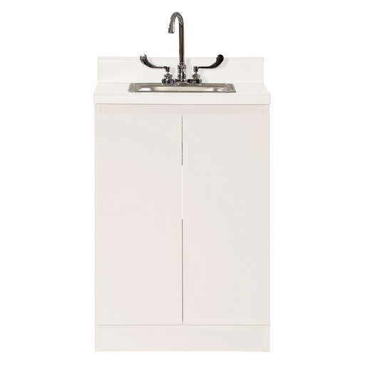 [6024] Base Cabinet, Steel, 24", with Stainless Steel Sink & Faucet, Two Doors, Quiet White