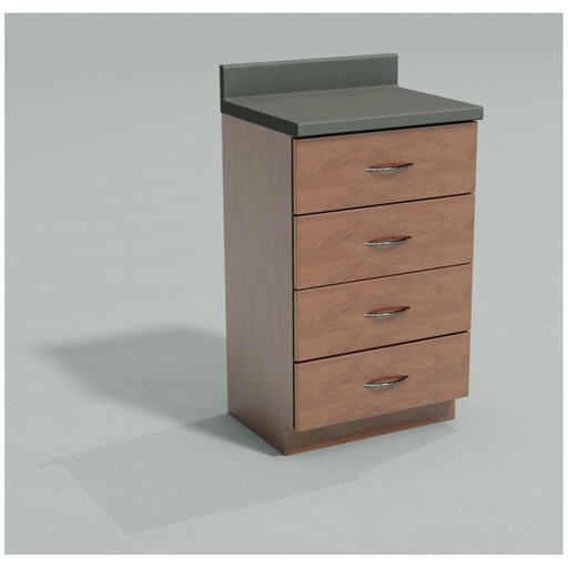[6004] Base Cabinet, Steel, 24", Four Drawers, Seamless Countertop, Quiet White