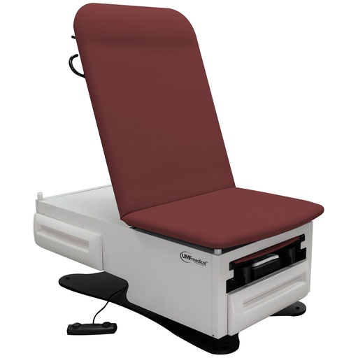 [3002] Exam Table, ADA Model 3002 with Pneumatic Backrest, Seamless Upholstered Top, Stirrups, Foot Control, Front Storage Drawer, Rear Reversible Storage Drawer, Available in 16 colors