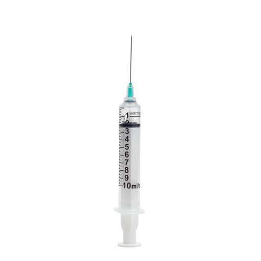 [SS10ML21G151] Safety Syringe with Needle, 10 mL, 21G x 1.5", Sterile, Deep Green, 100/bx