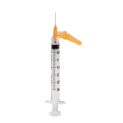 [SHN25G6251-S3ML-LDS] Safety Hypodermic Needle with 3mL Syringe, 25G x 5/8", Low Dead Space, 100/bx