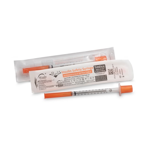 [INSS1ML30G31251] Safety Insulin Hypodermic Needle with 1mL Syringe, 30G x 5/16", 100/bx