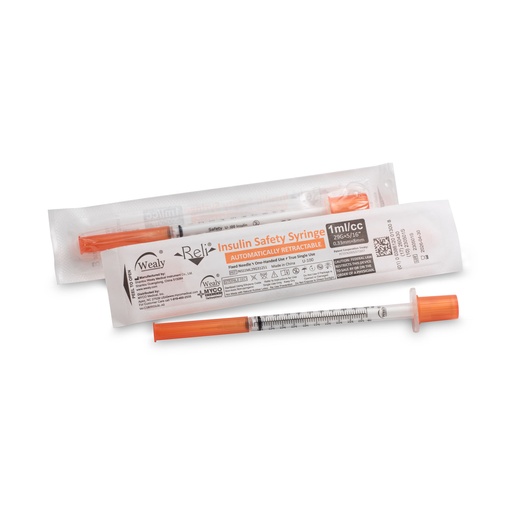 [INSS1ML29G31251] Safety Insulin Hypodermic Needle with 1mL Syringe, 29G x 5/16", 100/bx