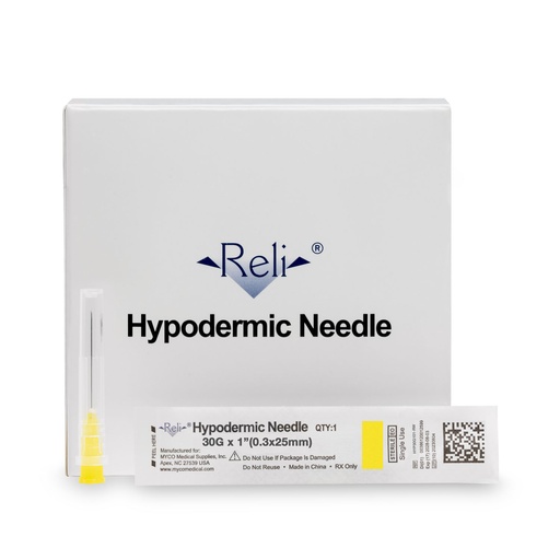 [HYP30G101-RW] Hypodermic Needle Only, 30G x 1", Regular Wall, Regular Bevel, 100/bx