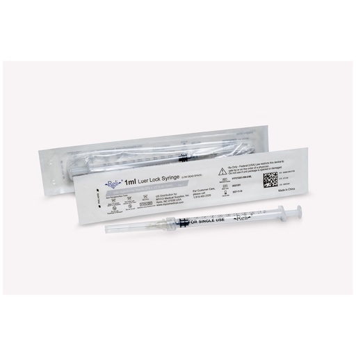 [HYP27G051-RW-S1ML] Syringe with Detachable Hypodermic Needle, 1 mL, 27G x 1/2", Low Dead Space, Regular Wall/Bevel, 100/bx