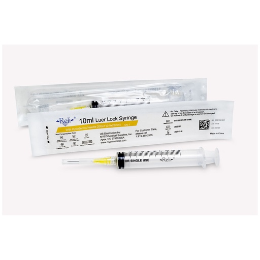 [HYP20G101-RW-S10ML] Syringe with Detachable Hypodermic Needle, 10 mL, 20G x 1", Regular Wall/Bevel, 100/bx