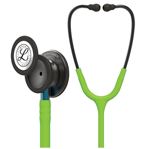 [5875] Stethoscope, Smoke Chestpiece, Lime Green Tubing, Blue Stem and Smoke Headset, 27"