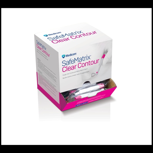 [30065] Clear Contour Single-use Matrix Band. Narrow, 4.5mm, Pink, 50 bands/bx