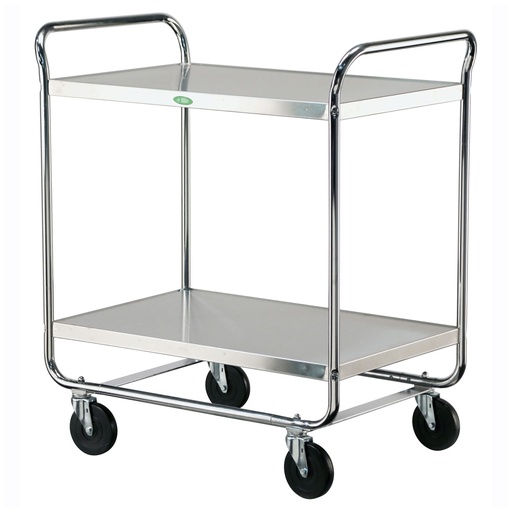 [492] Medium Duty Cart, 2 Shelves, 23"W x 36"L x 40 1/8"H, 500 lb Capacity, 5" Swivel Casters, Chrome Plated Legs/ Frame, 21" x 33" Shelf, 21½" Clearance