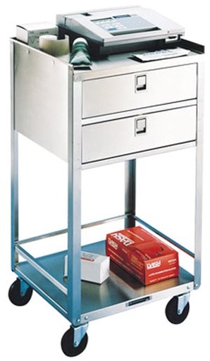[358] Stand, 2 Drawers, 2 Shelves, 16¾"W x 18¾"D x 35"H, 3½" Swivel Casters
