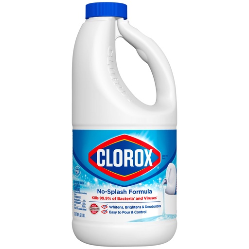 [32417] Clorox® Splash-Less® Bleach, Disinfecting Bleach, Regular, 40 oz, 6/cs