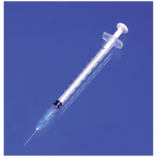 [26043] Tuberculin Syringe, 1cc with Needle, 26G x ½", Low Dead Space Plunger, Luer Slip, 100/bx, 10 bx/cs