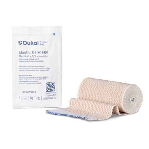 [514LF-S] Premium Elastic Bandage, 4" x 5yd, Sterile, Latex-Free, 1/pk, 36 pk/cs