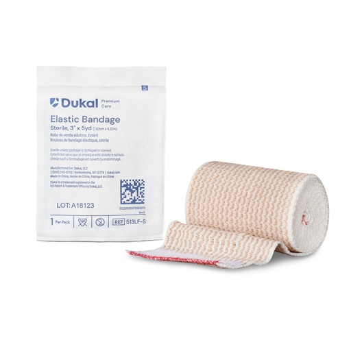 [513LF-S] Premium Elastic Bandage, 3" x 5yd, Sterile, Latex-Free, 1/pk, 36 pk/cs