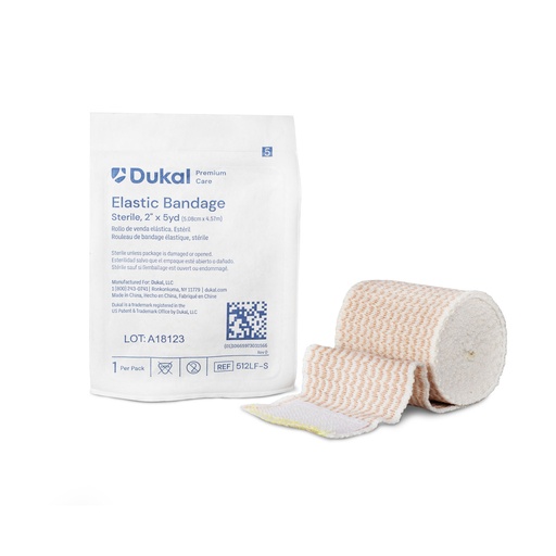 [512LF-S] Premium Elastic Bandage, 2" x 5yd, Sterile, Latex-Free, 1/pk, 36 pk/cs