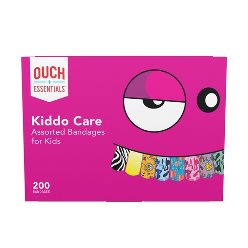[17061001] Ouch Essentials® Kiddo Care Adhesive Bandage Kit, Assorted, 200/bx, 12 bx/cs