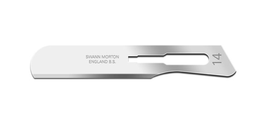 [01SM14] Blade, Swann Morton, Stainless Steel, Size 14, Sterile, 100/bx